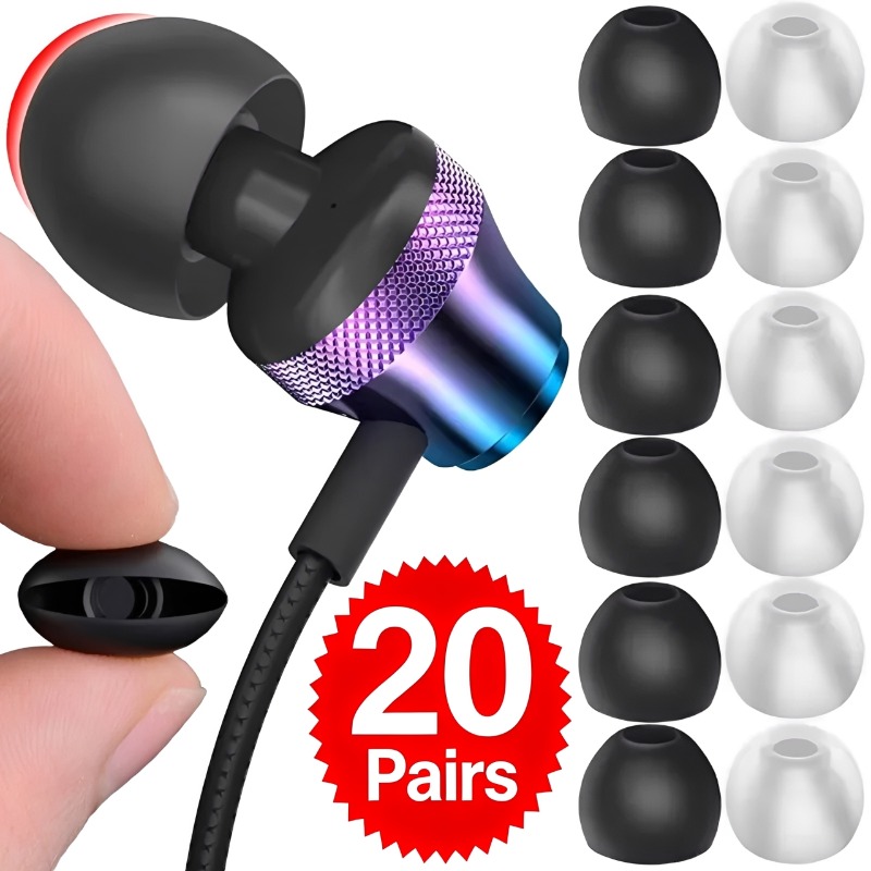 Silicone Ear Tip Replacement - 1-20 Paia di Cuscinetti Auricolari in