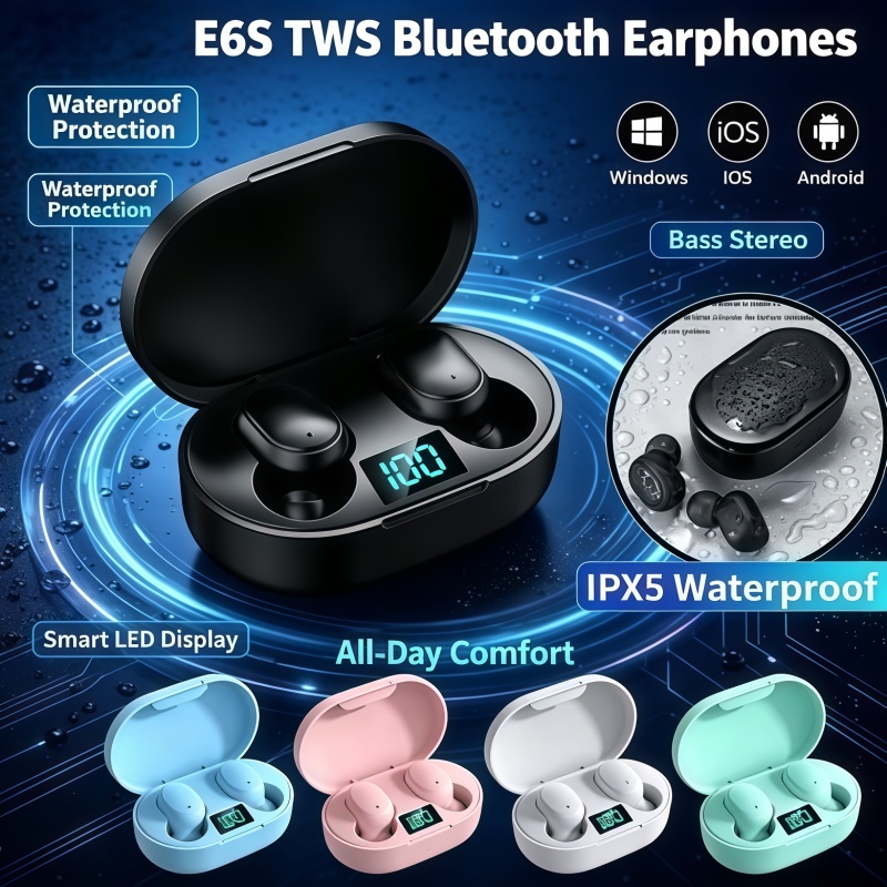 Bluetooth Headset On Ear - Auricolari Bluetooth TWS E6S 2026 di