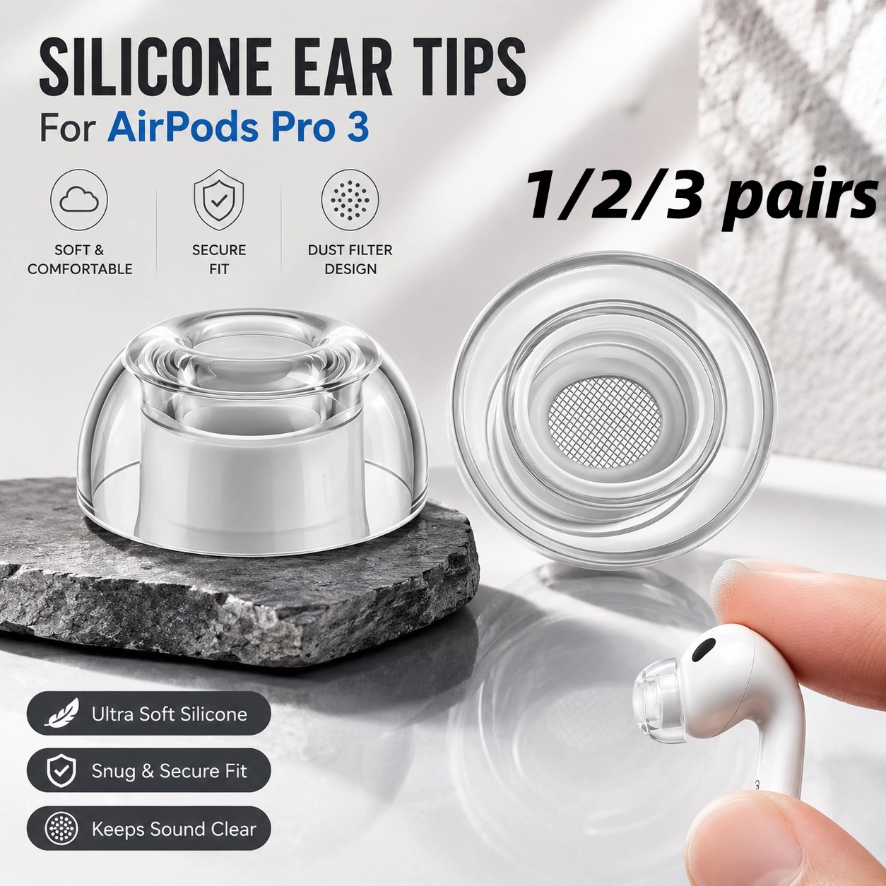 1/2/3 paia di cuscinetti auric - Silicone Ear Tip Replacement recensione e prezzo